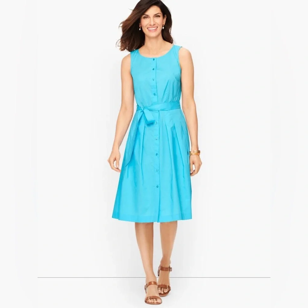 NEW Talbots blue button down sleeveless dress - Picture 1 of 5